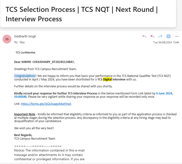TCS digital offer